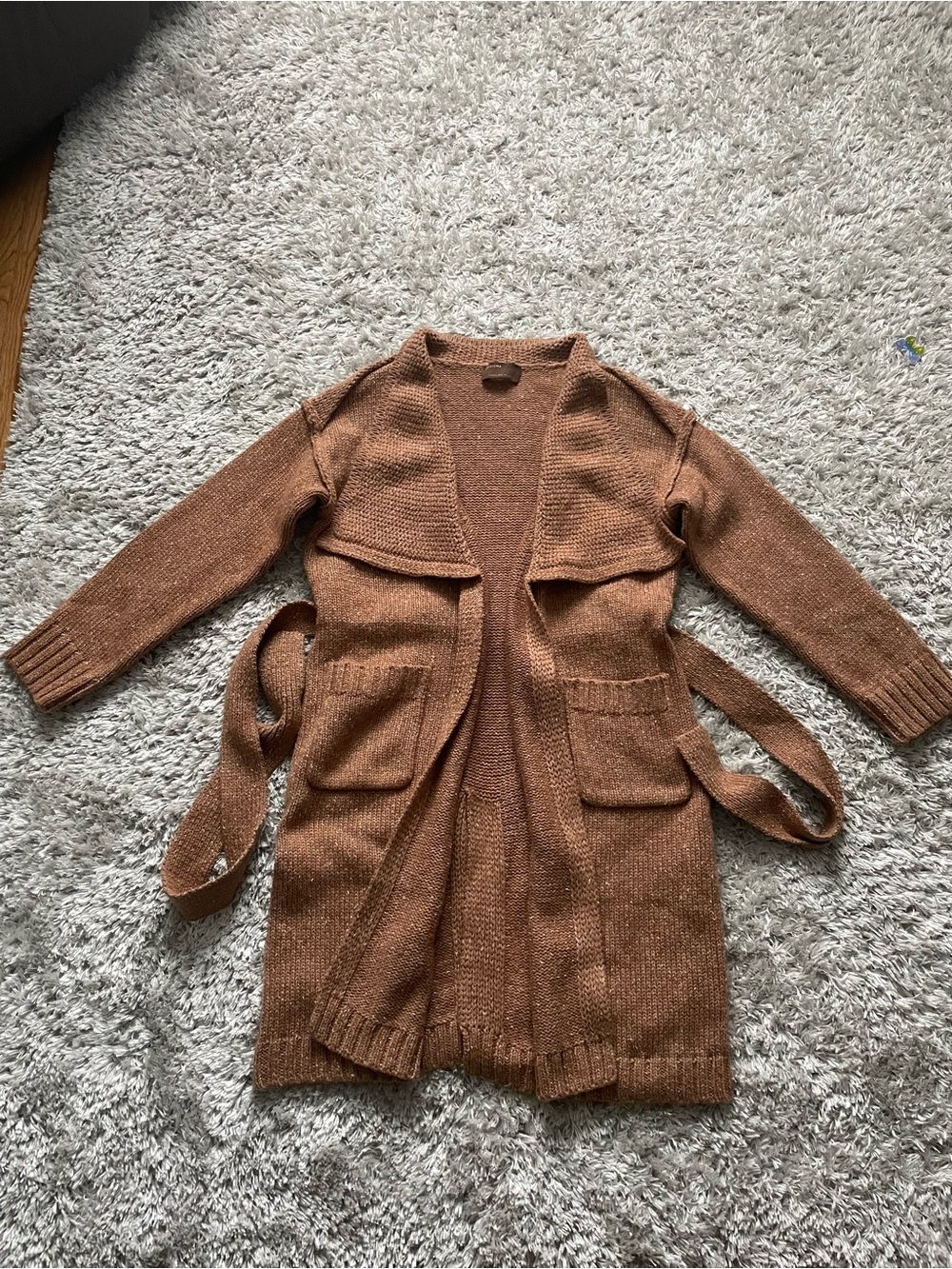 Kerisma Open-Front Belted Cardigan in Rust